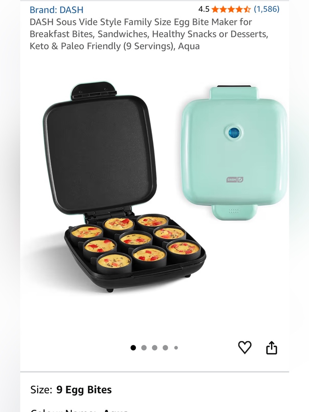 DASH Egg Bite Maker - Aqua & Black Egg Bite Maker
